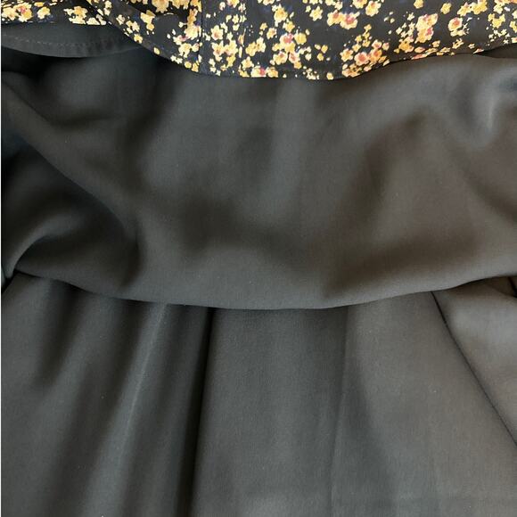 Miss Me Off The Shoulder Women's Floral Black Tan 1/2 Sheer Sleeve Dress Size S - Picture 13 of 14